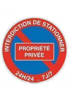 Panneau Interdiction de Stationner Propriété Privée 24h/24 et 7j/7