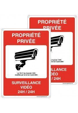 Panneau Vidéo Surveillance - Plaque Vidéo - Propriété Privée Surveillance Vidéo - PVC 120x170 mm