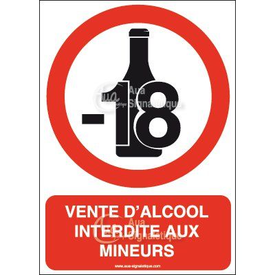 SIGNALETIQUE COMMERCE VENTE ALCOOL INTERDITE aux MINEURS PERSONNALISABLE 10x15cm