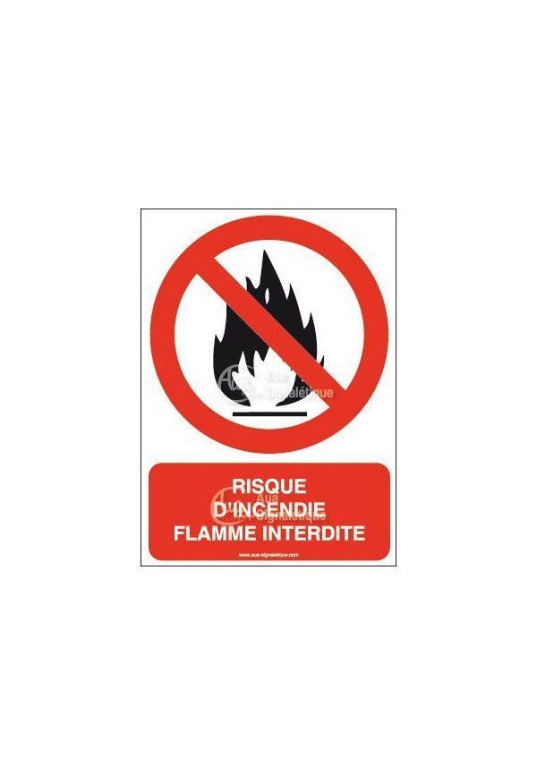Panneau Risque d'incendie flamme interdite-AI