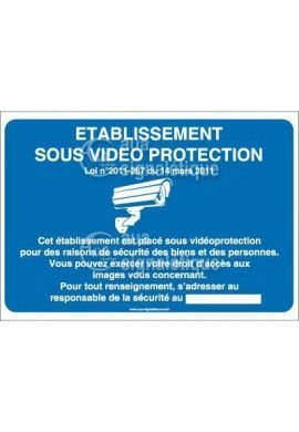 Panneau établissement sous vidéo protection - horizontal