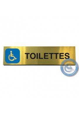 Plaque de porte Aluminium brossé doré Toilettes Handicapés 200x50 mm