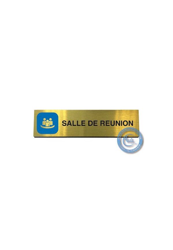 Plaque de porte Aluminium brossé doré Salle de Réunion 200x50 mm