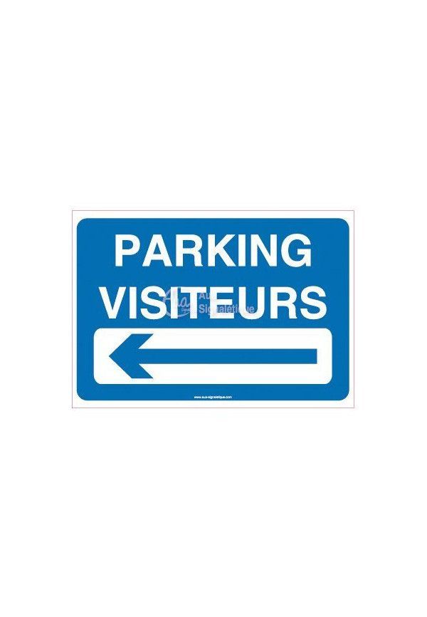 Panneau Parking visiteurs à gauche