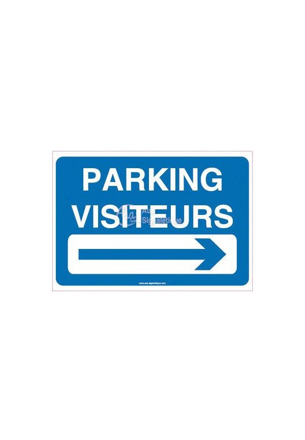 Panneau Parking visiteurs à droite