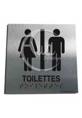 Plaque Alu Brossé Braille Toilettes hommes / femmes