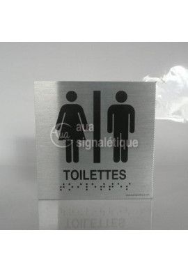 Plaque Alu Brossé Braille Toilettes hommes / femmes