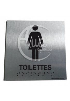 Plaque Alu Brossé Braille Toilettes Femmes