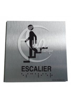 Plaque Alu Brossé Braille Escalier Descendant