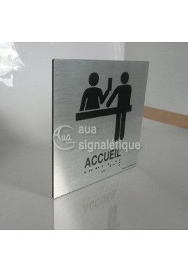 Plaque Alu Brossé Braille Espace d'Attente Sécurisé