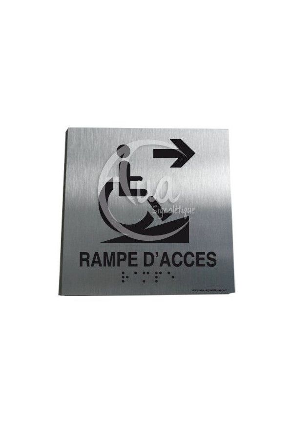 Plaque Alu Brossé Braille Rampe d'Accès Handicapé