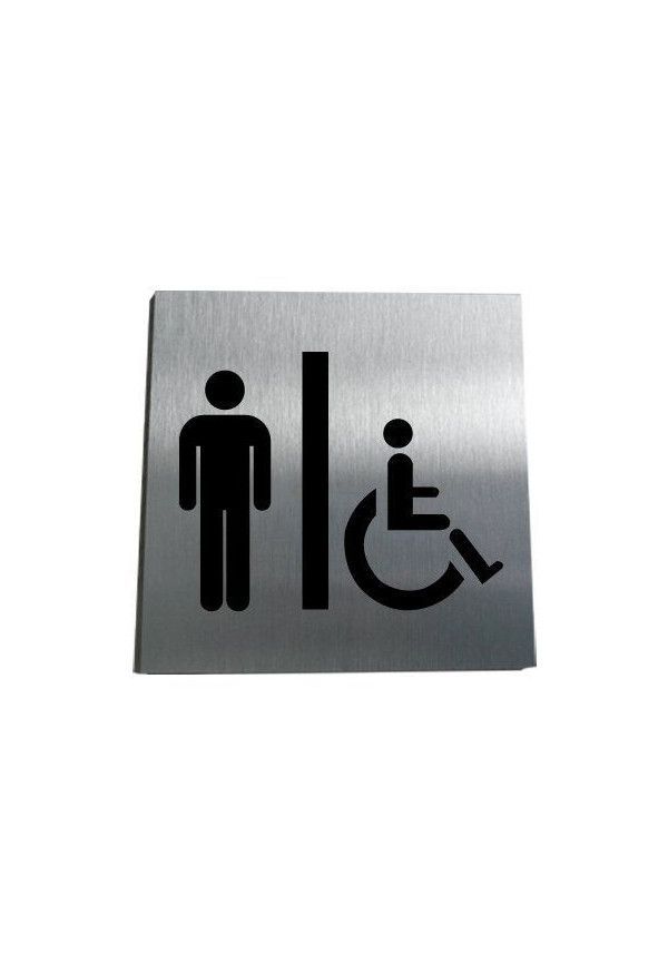 Plaque Alu Brossé WC Homme Handicapé