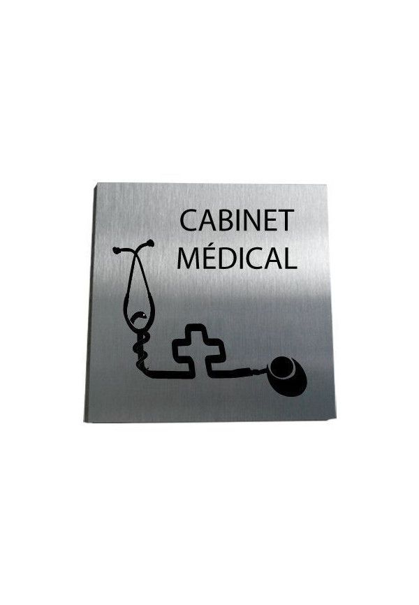 AUA SIGNALETIQUE Plaque Alu Brossé Cabinet Médical 130x130 mm 