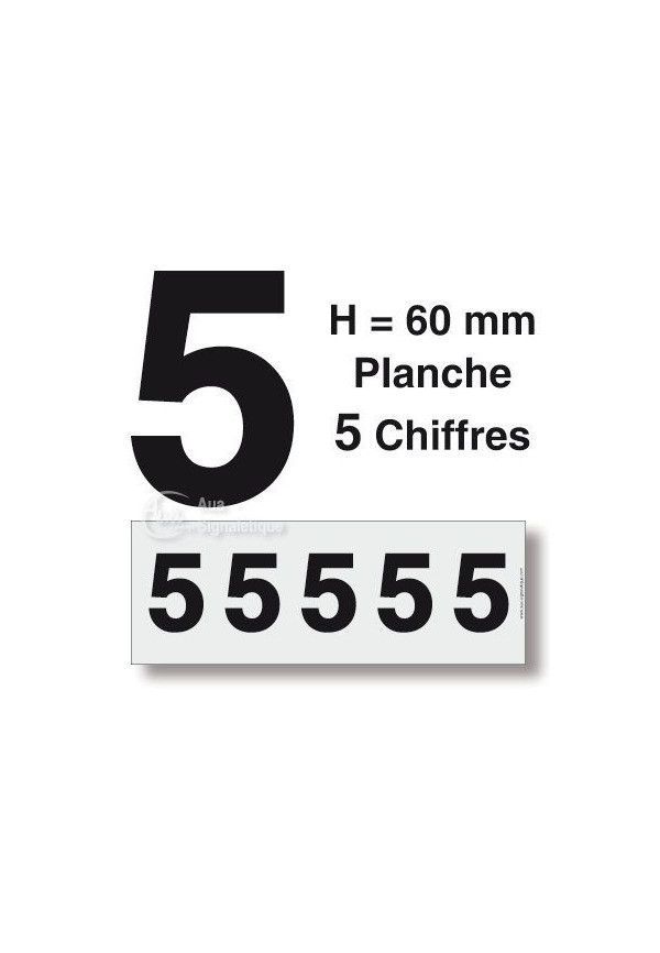 Planche 5 Chiffres prédécoupés -Hauteur 60mm