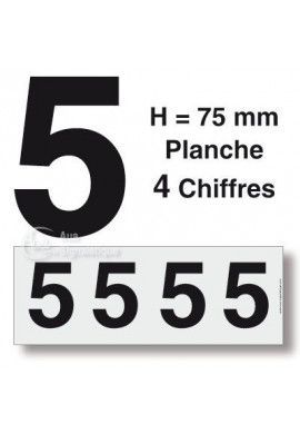 Planche 4 Chiffres prédécoupés -Hauteur 75mm