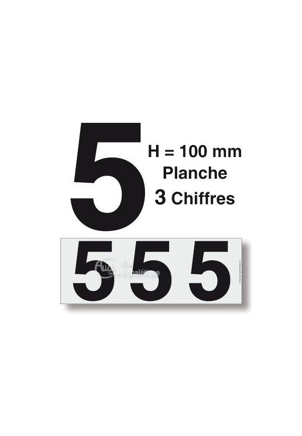 Planche 3 Chiffres prédécoupés -Hauteur 100mm