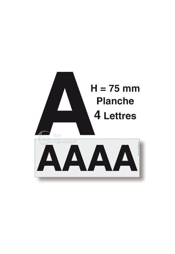 Planche 4 Lettres prédécoupés -Hauteur 75mm