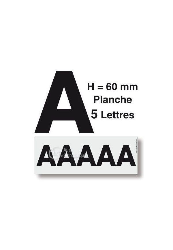Planche 5 Lettres prédécoupés -Hauteur 60mm