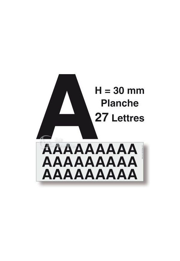 Planche 27 Lettres prédécoupés -Hauteur 30mm