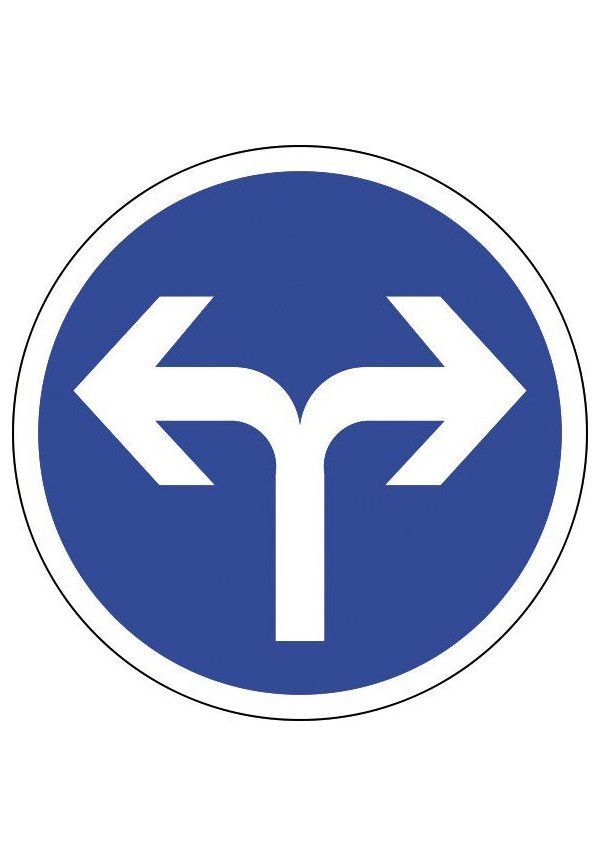 Panneau A droite ou à gauche - B21e