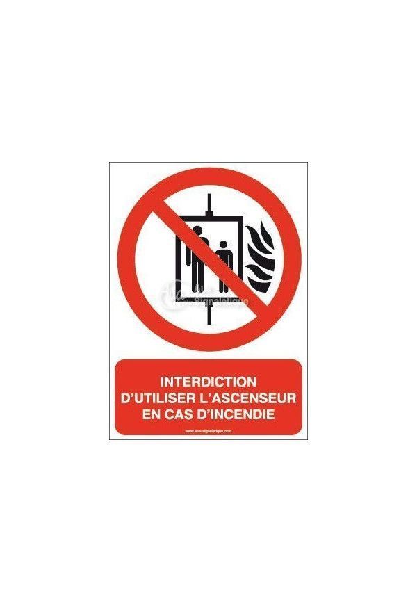 Interdiction d'utiliser l'ascenseur en cas d'incendie P020-AI Aluminium 3mm 150x210 mm