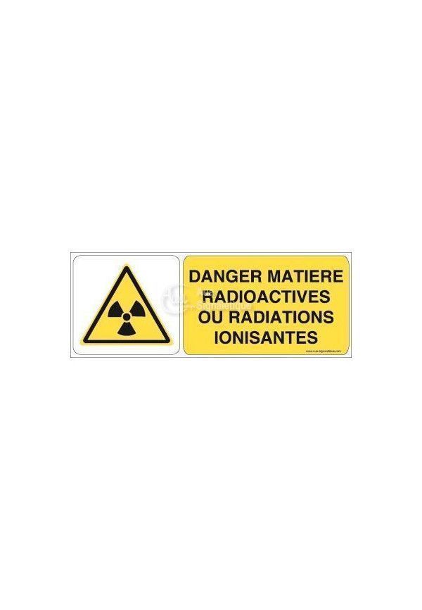 Danger, Matières radioactives ou radiations ionisantes W003-B Aluminium 3mm 160x60 mm