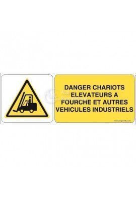 Danger, Chariots élévateurs à fourche et autres véhicules industriels W014-B Aluminium 3mm 160x60 mm