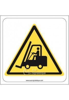 Danger, Chariots élévateurs à fourche et autres véhicules industriels W014 Aluminium 3mm 130x130 mm