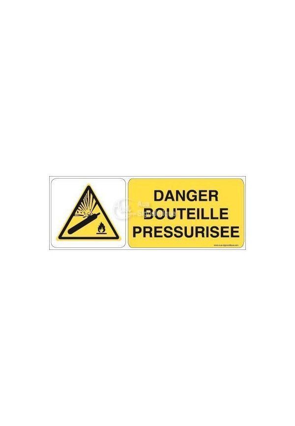 Danger, Bouteille pressurisée W029-B Aluminium 3mm 160x60 mm