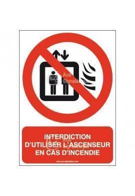 Panneau Interdiction d'utiliser l'ascenseur en cas d'incendie-AI