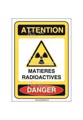 Panneau matières radioactives vertical Vinyl adhésif 75x105 mm