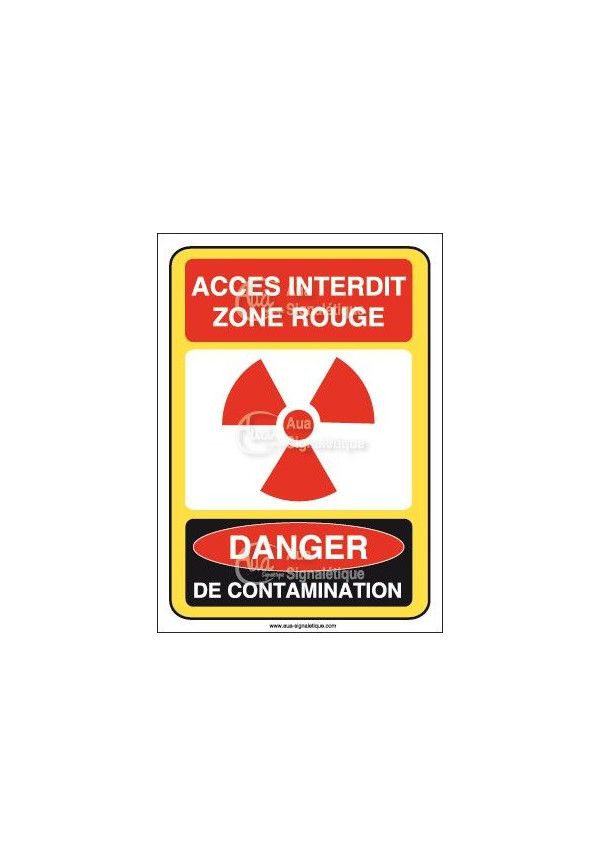 Accès interdit zone rouge danger de contamination Vinyl adhésif 75x105 mm