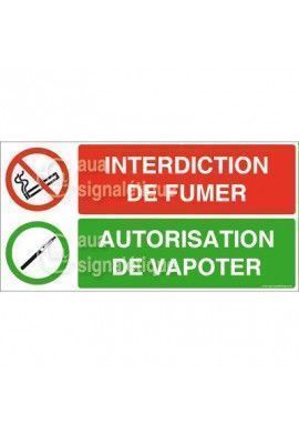 Panneau Interdiction de Fumer, Autorisation de Vapoter