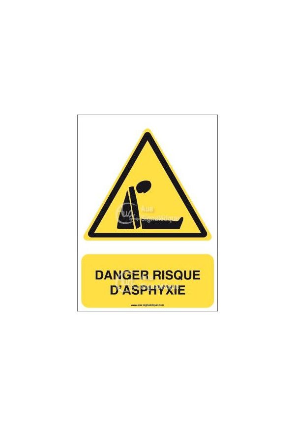 Panneau danger risque d'asphyxie Vinyl adhésif 75x105 mm